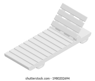 isometric sun lounger. Lounge chair on beach. Sunbathing by sea. Summer rest. 3D vector