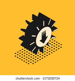 Isometric Sunset icon isolated on yellow background.  Vector Illustration