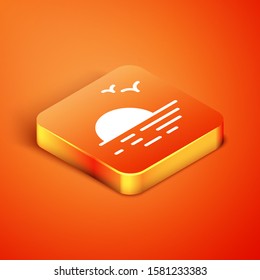 Isometric Sunset icon isolated on orange background.  Vector Illustration