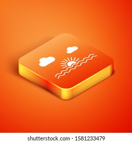 Isometric Sunset icon isolated on orange background.  Vector Illustration