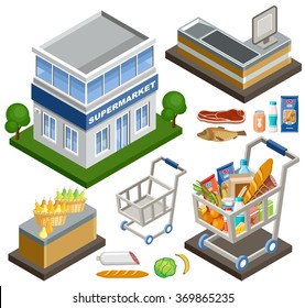 Isometric supermarket set