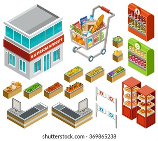 Isometric Supermarket Set