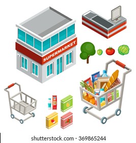 Isometric supermarket set