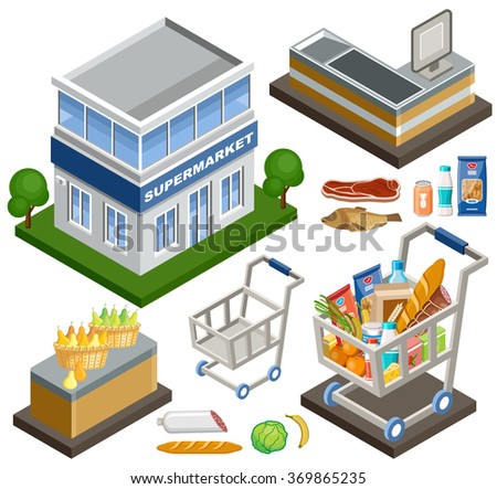 Isometric supermarket set