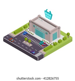 Isometric Supermarket vector illustration