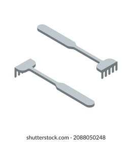 Isometric surgeon doctor composition with isolated image of surgery tools vector illustration