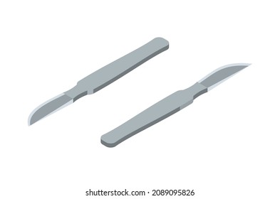 Isometric surgeon doctor composition with isolated image of surgery tools vector illustration