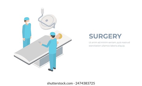 Isometric surgery. Doctors and patient concept.