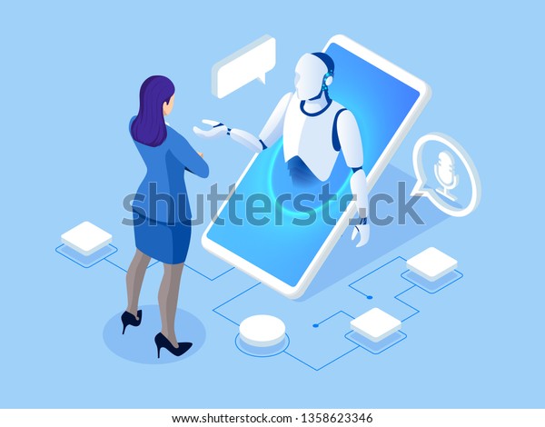 Isometric Survey Concept Banner Characters Chat Business Finance