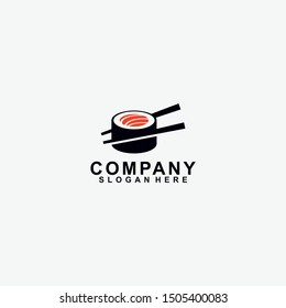 Isometric Sushi With Chopstick Logo Design. Vector Illustration
