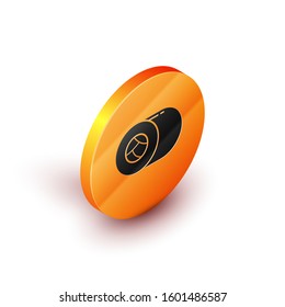 Isometric Sushi icon isolated on white background. Traditional Japanese food. Orange circle button. Vector Illustration