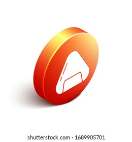 Isometric Sushi icon isolated on white background. Traditional Japanese food. Orange circle button. Vector Illustration
