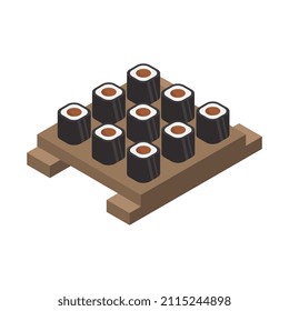 Isometric sushi on a background