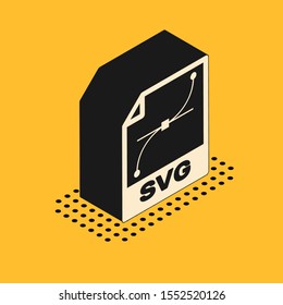 Isometric SVG file document. Download svg button icon isolated on yellow background. SVG file symbol.  Vector Illustration