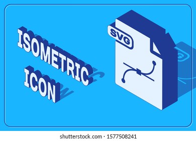 Isometric SVG file document. Download svg button icon isolated on blue background. SVG file symbol.  Vector Illustration