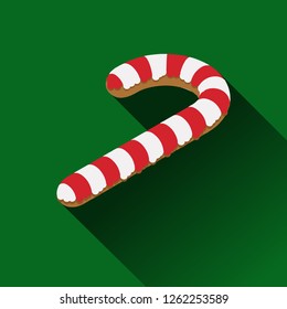 Isometric sweet Christmas  cookie cane icon