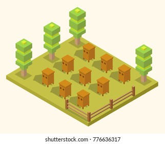 Isometric Sweet Honey vector illustrations set