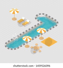 Isometric Swimming Pool Number 1 Figure 3D Art Font