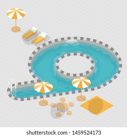 Isometric Swimming Pool Number 9 Figure 3D Art Font