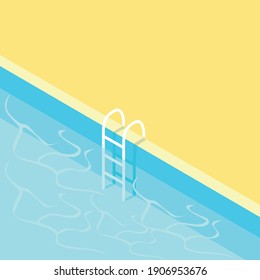 Isometric swimming pool with a staircase and clear water. Summer vacation by the pool. Colorful image of summer fun.  - Shutterstock ID 1906953676