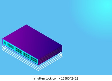 Isometric Switch with Up link Port Vector Illustration