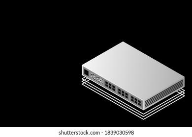 Isometric Switch with Up link Port Vector Illustration