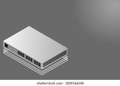 Isometric Switch with Up link Port Vector Illustration
