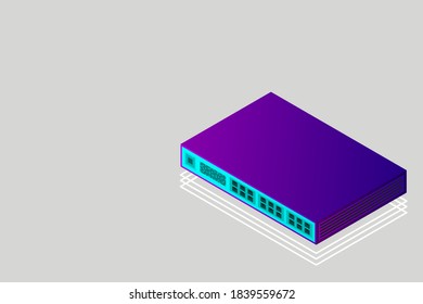 Isometric Switch with Up link Port Vector Illustration