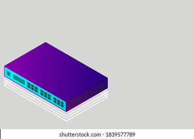 Isometric Switch with Up link Port Vector Illustration