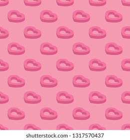 isometric symbol of heart seamless pattern on pink background. valentines day template design layout. flat vector illustration easy to edit and customize. eps 10