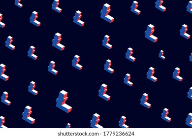 Isometric symbols of cryptocurrency litecoin on dark background. Modern business template wallpaper with signs in concept design. Vector illustration eps 10