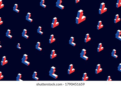 Isometric symbols of cryptocurrency litecoin on dark background. Modern business template wallpaper with signs in concept design. Vector illustration eps 10