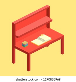 isometric table with a book