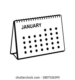 Isometric table calendar outline icon sign. The year, month, day, time and date reminder concept line pictograms. Vector linear infographic element for web design, social media, presentation