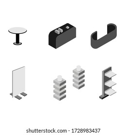 isometric table design,stacking shelves flat design