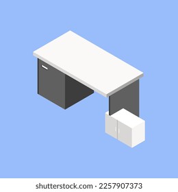 Isometric table furniture. Minimalistic trendy style. 3d table. Vector illustration