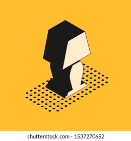 Isometric Table lamp icon isolated on yellow background.  Vector Illustration