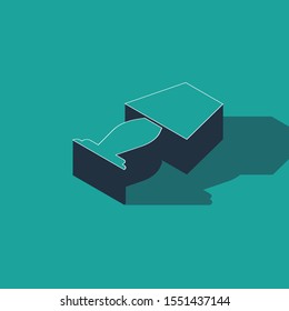 Isometric Table lamp icon isolated on green background.  Vector Illustration