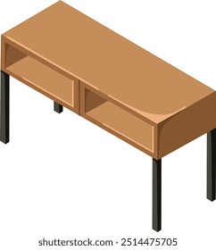Isometric table. Perfect for interior mood boards and planning sketches. Vector.