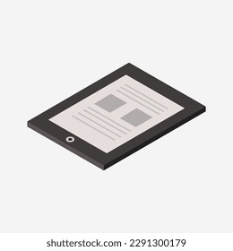 Isometric tablet on a background