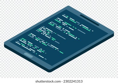 Isometric tablet. Simple flat isometric tablet. Tablet device isometric technology. Vector illustration