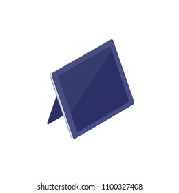 Isometric tablet with smart case and blank display isolated illustration. Realistic tablet to showcase apps and websites and digital tools. Vector 3d cartoon on white background.
