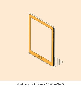 Isometric tablet in trendy flat style with textured shadow.