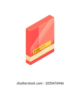 Isometric tablets package icon vector concept illustration