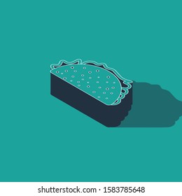 Isometric Taco with tortilla icon isolated on green background. Traditional mexican fast food.  Vector Illustration