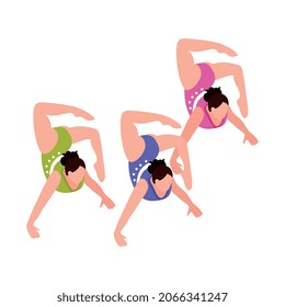 El talento isométrico muestra la composición del programa de televisión con personajes femeninos miembros del grupo de danza ilustración vectorial