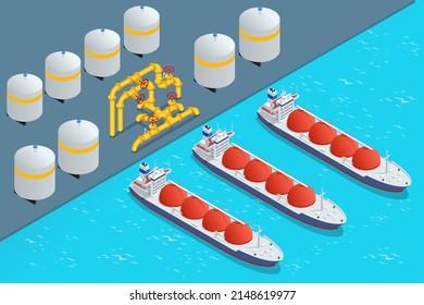 Carga isotítrica de gas natural licuado en la terminal comercial. Transporte, entrega y tránsito de gas natural