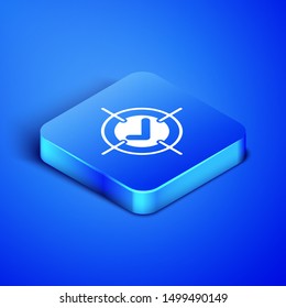 Isometric Target and check mark icon isolated on blue background. Dart board sign. Archery board icon. Dartboard sign. Business goal concept. Blue square button. Vector Illustration