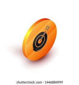Isometric Target icon isolated on white background. Investment target icon. Successful business concept. Cash or Money sign.  Orange circle button. Vector Illustration