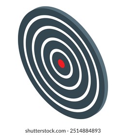 Isometrisches Ziel mit rotem Mittelpunkt, der das Erreichen des Marketingziels anzeigt